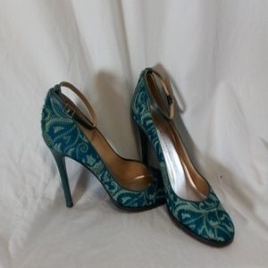 Teal Tapestry Heels